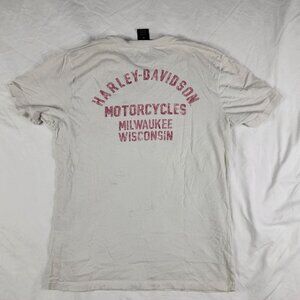 Harley Davidson Mens Medium White T Shirt Milwaukee Wisconsin Motorcycles Casual